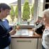 Elderly mother and daughter in the kitchen making tea with the Uccello Easy Pour Kettle